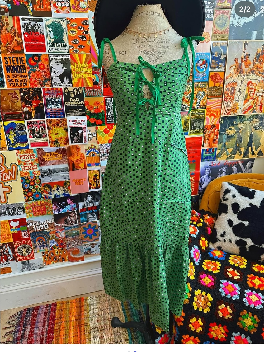 Green Tie-Front Midi Dress